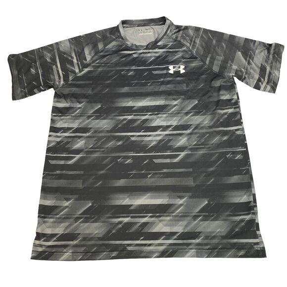 Under armour Tee Shirt Mens Size Medium Gray Tie Dye Heatgear Loose Short Sleeve - Picture 9 of 13